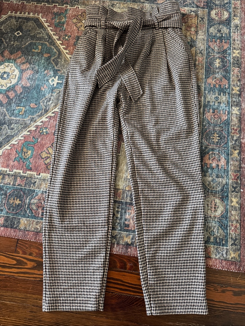 Walter Baker Black and White Houndstooth Paperbag Waist Joggers